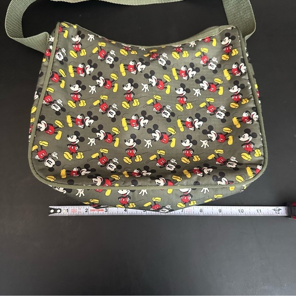 Disney Mickey Mouse Zipper Nylon Purse Shoulder Bag Olive Green Classic Mickey - Picture 6 of 8